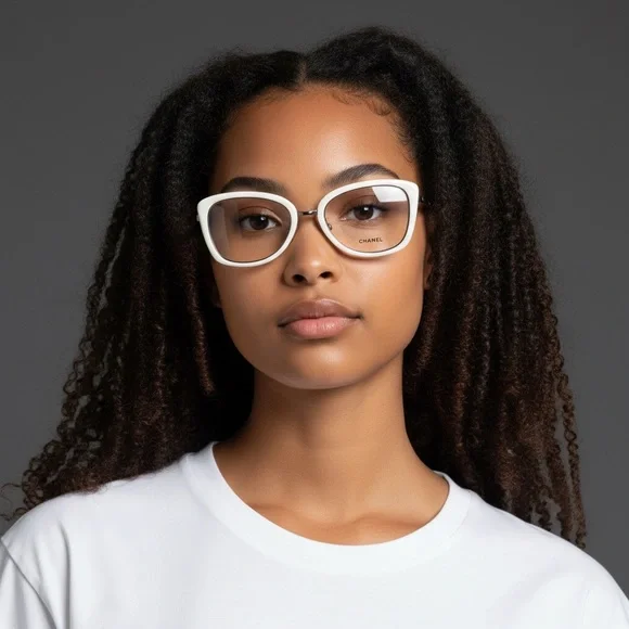 Chanel Women’s Eyeglasses | White & Silver Frame | 50-18-135 | Made in Italy - Picture 10 of 12